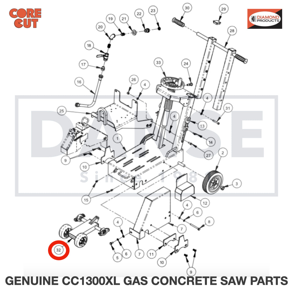 6048184 Front Axle Assembly fits Core Cut CC1300XL Concrete Floor Saw by Diamond Products