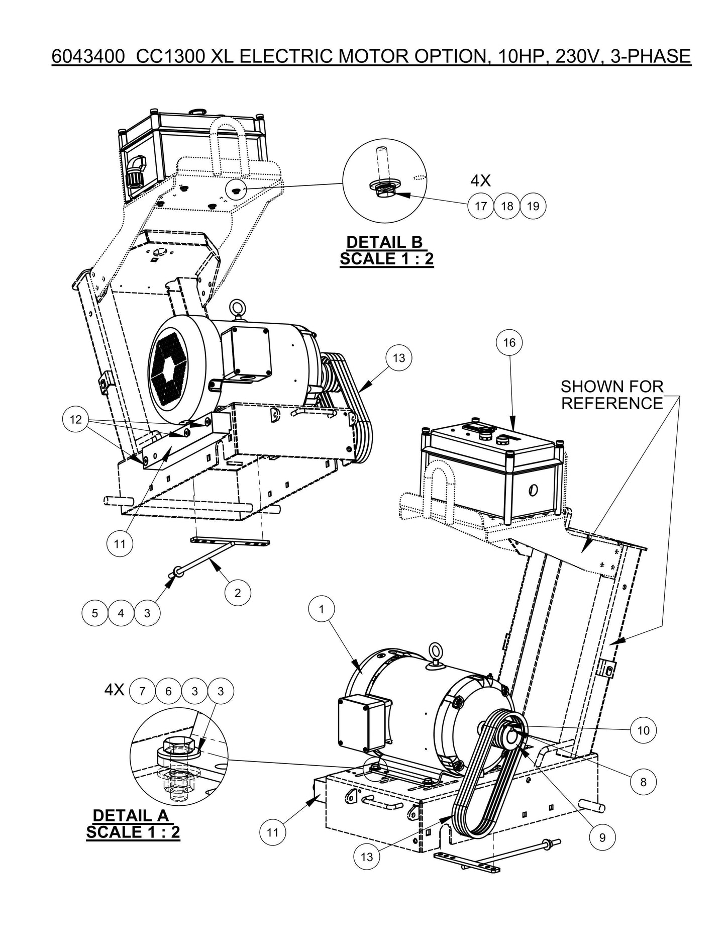 CC1300XL ELECTRIC MOTOR OPTION, 10HP, 230V, 3-PHASE