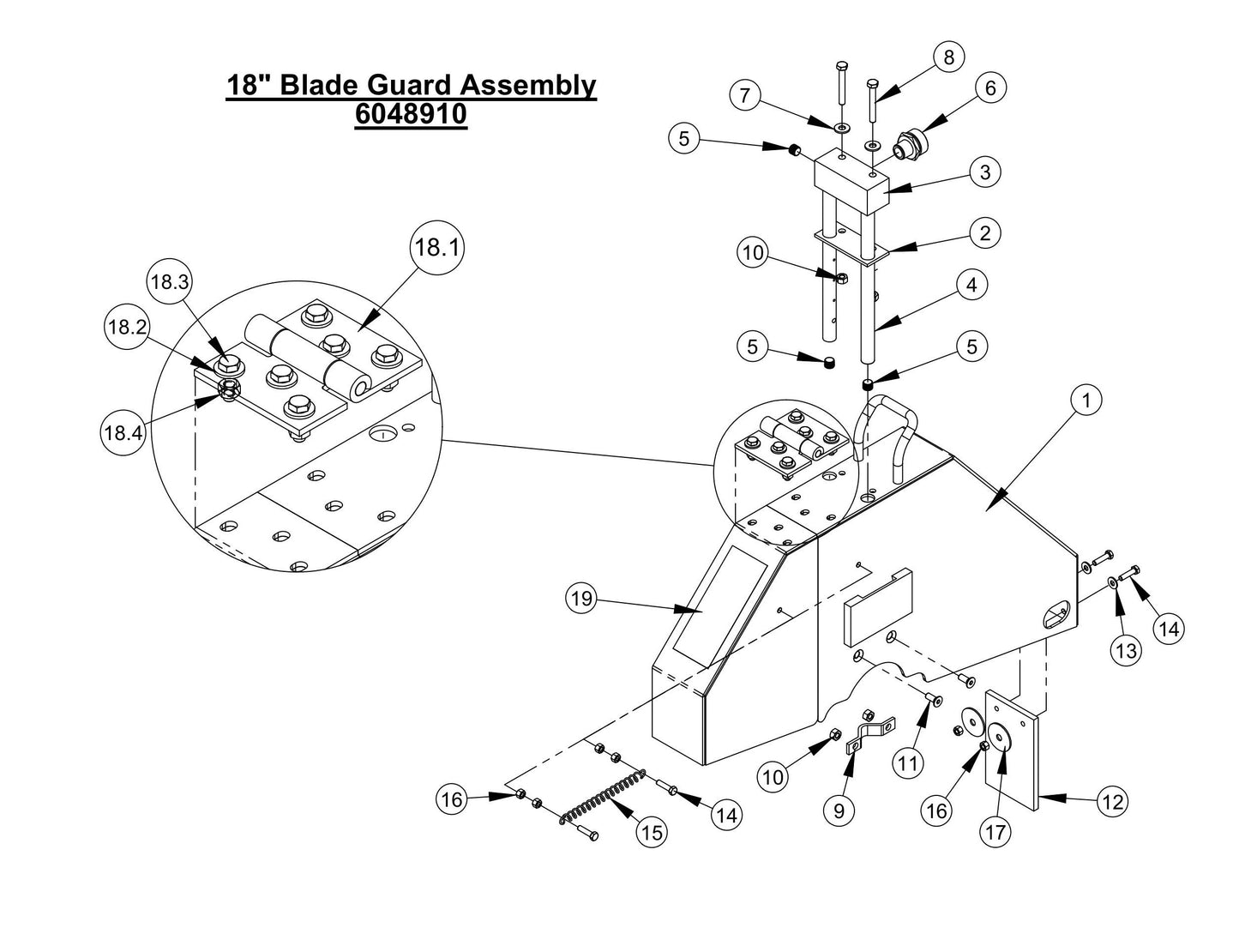 CC1300XL 18" Blade Guard Assembly parts