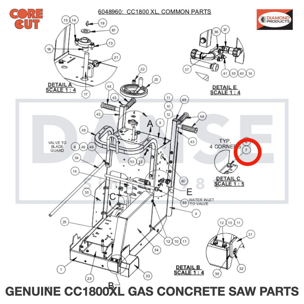 2900314 Cap Screw, Hex Hd., M10-1.5 x 20mm for Core Cut CC1800XL Concrete Walk Behind Saw Parts by Diamond Products