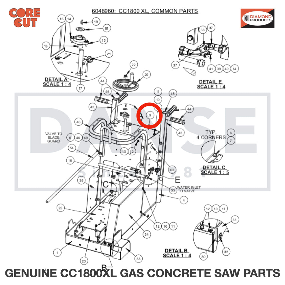 6049044 Control Panel Weldment for Core Cut CC1800XL Concrete Walk Behind Saw Parts by Diamond Products