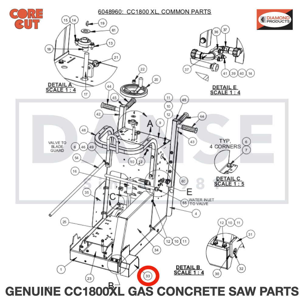 6048906 Shaft Guard for Core Cut CC1800XL Concrete Walk Behind Saw Parts by Diamond Products