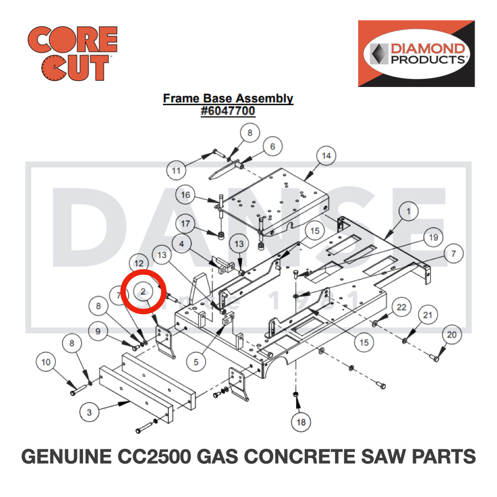 Skid Plate 6011021 for CC2500 Saw by Core Cut Diamond Products