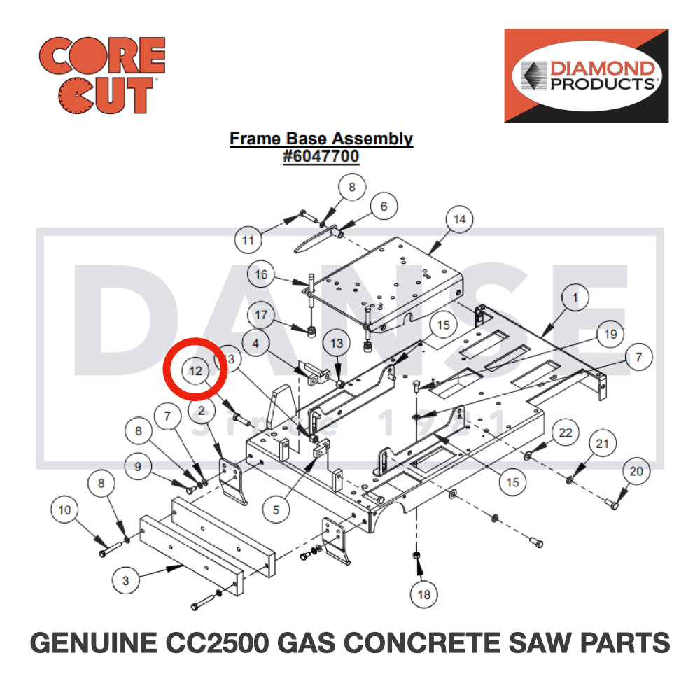 Cap Screw, Hex Hd., 1/2-13 x 1-3/4" 2900139 for CC2500 Saw by Core Cut Diamond Products