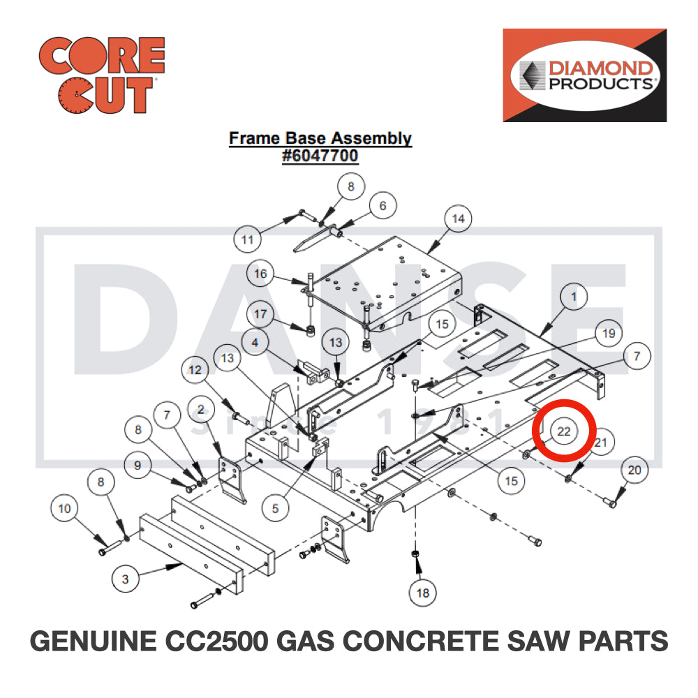 Flat Washer, 1/2" SAE 2900058 for CC2500 Saw by Core Cut Diamond Products