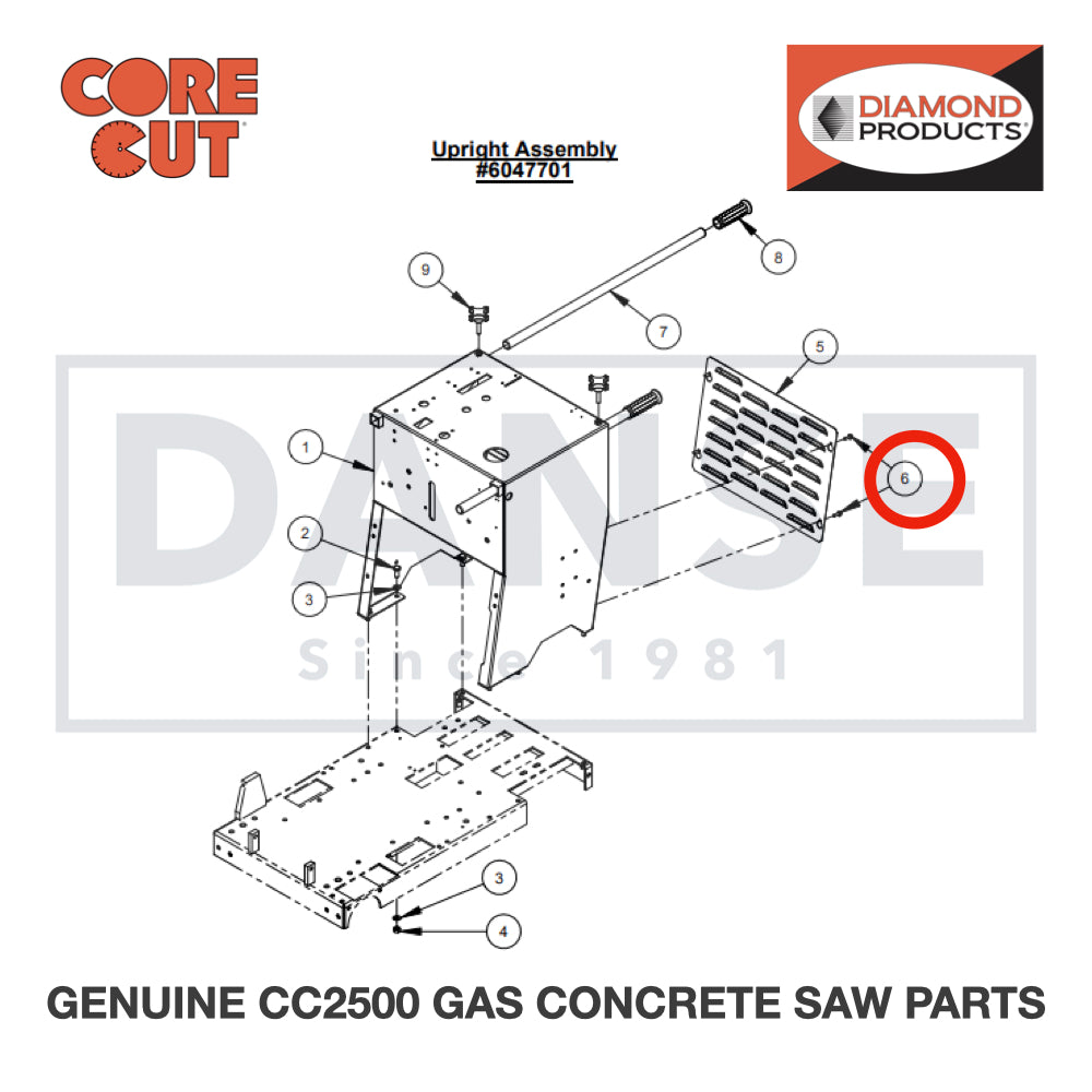 Cap Screw, Hex Flange Hd., M6 x 20mm 2900328 for CC2500 Saw by Core Cut Diamond Products