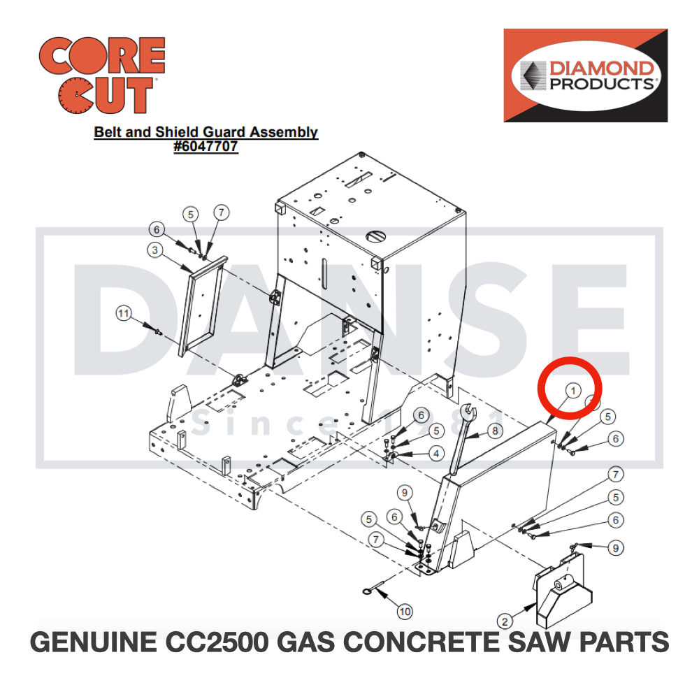 Belt Guard Weldment 6047917A for CC2500 Saw by Core Cut Diamond Products