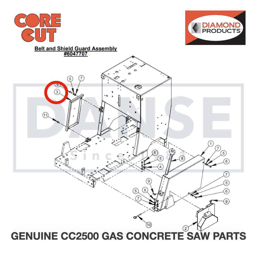 Slurry Shield 6048062 for CC2500 Saw by Core Cut Diamond Products