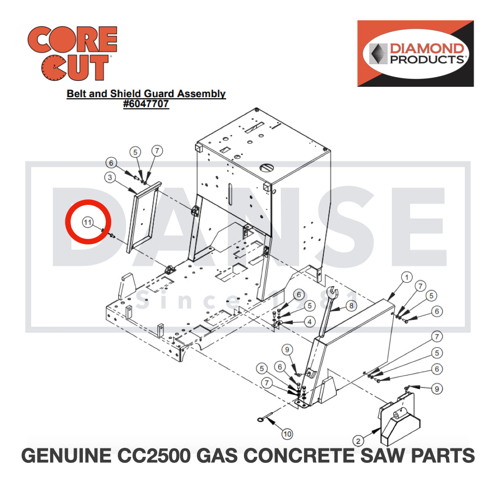Cap Screw, Flat Hd., M8-1.25 x 20mm 2900611 for CC2500 Saw by Core Cut Diamond Products
