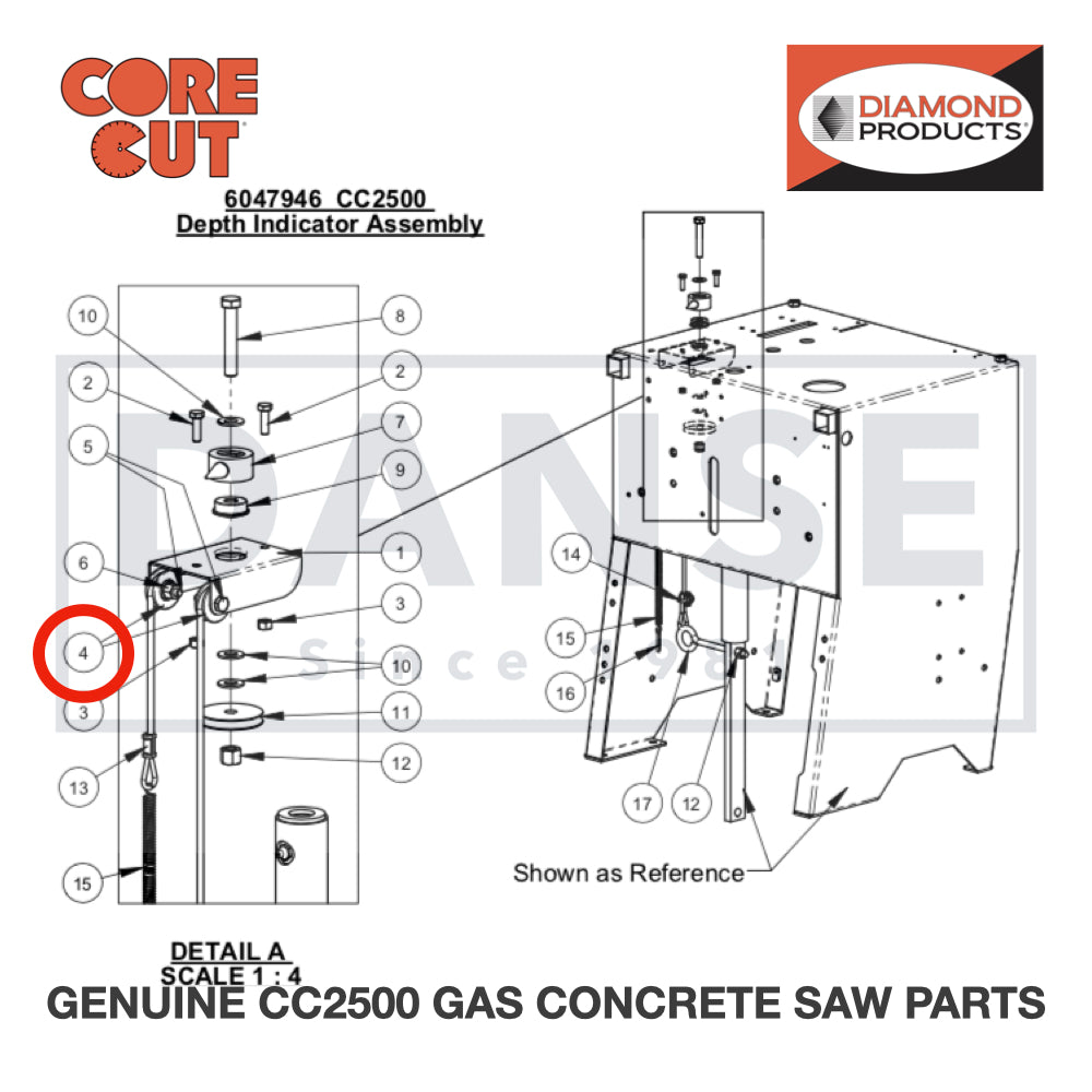 Cable Pulley, 1-1/4" 2500155 for CC2500 Saw by Core Cut Diamond Products