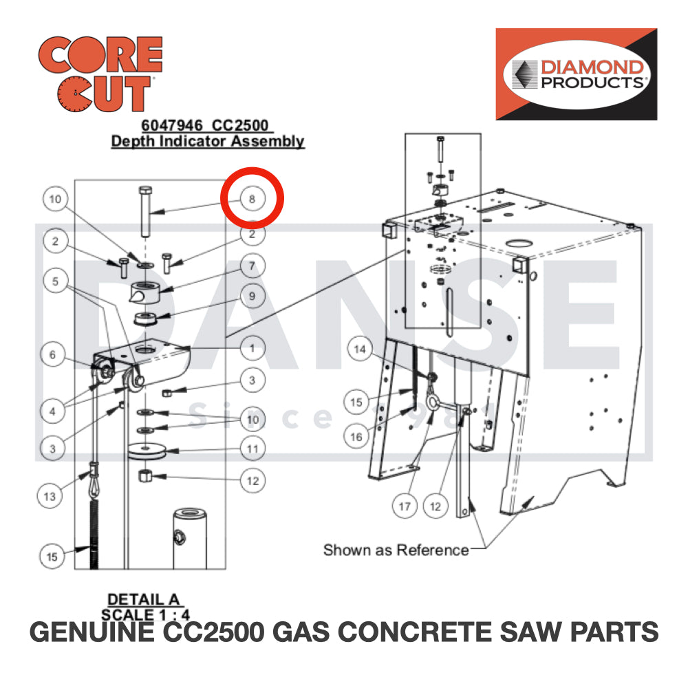 Cap Screw, Hex Hd., 3/8-16 x 2-1/4" 2900079 for CC2500 Saw by Core Cut Diamond Products