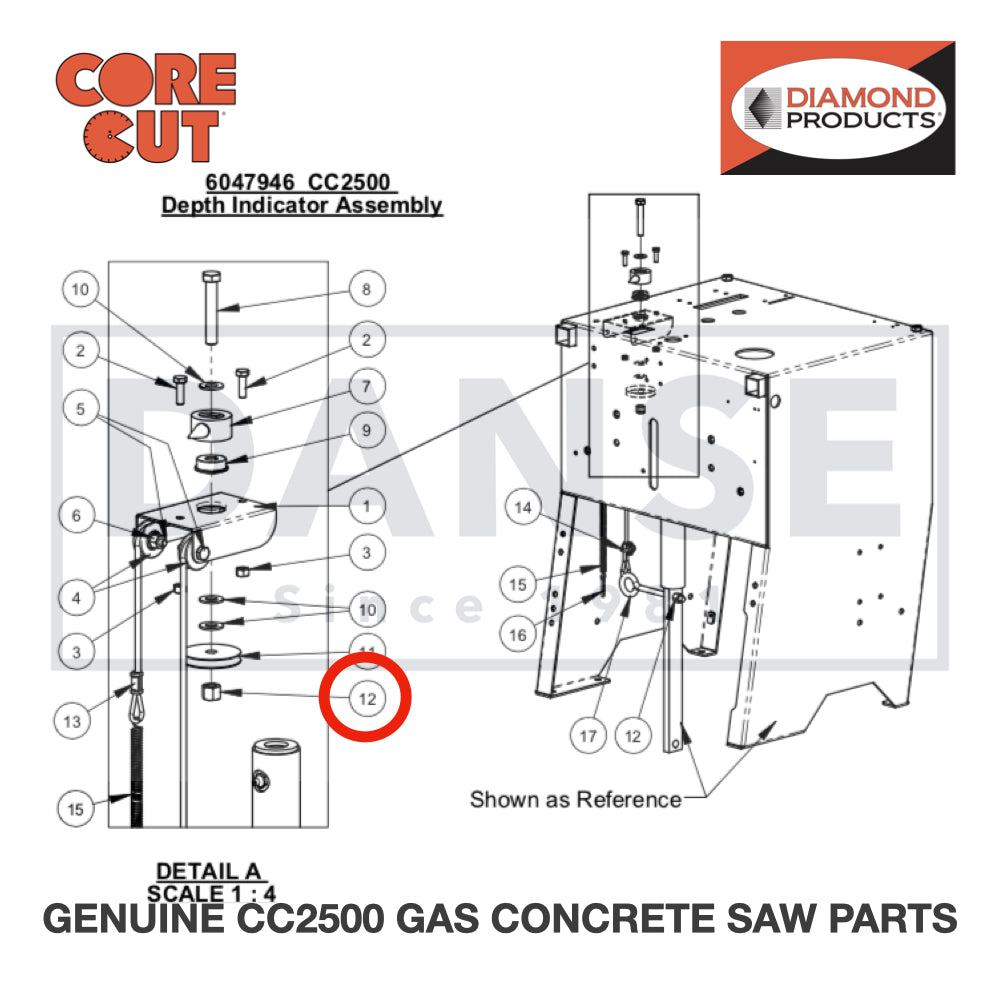 Locknut, 3/8-16, Nylon 2900018 for CC2500 Saw by Core Cut Diamond Products