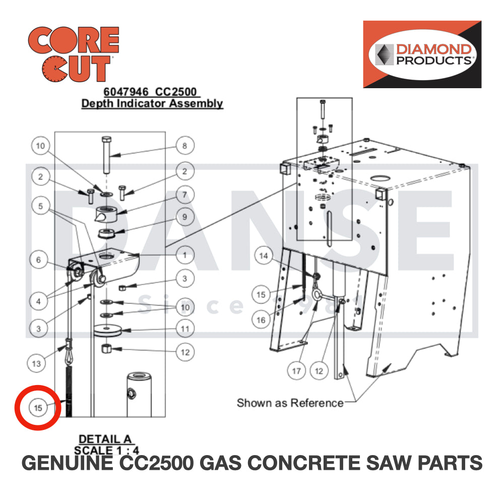 Depth Indicator Spring 11" 2500799 for CC2500 Saw by Core Cut Diamond Products