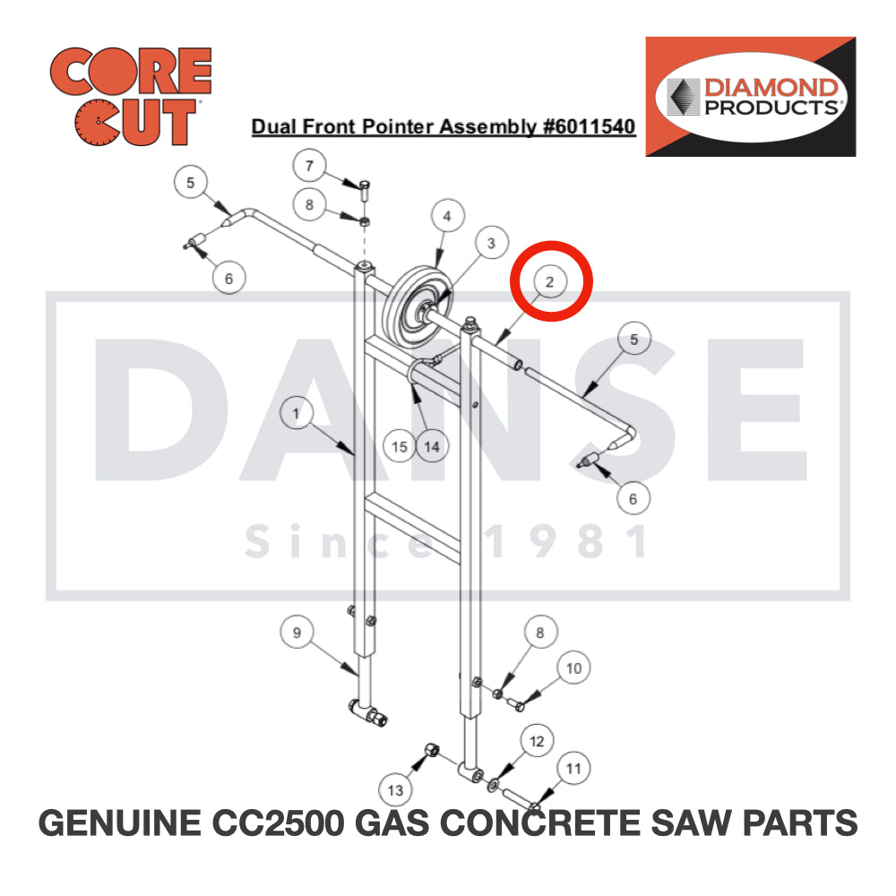 Pointer Tube, 20" 6011539 for CC2500 Saw by Core Cut Diamond Products