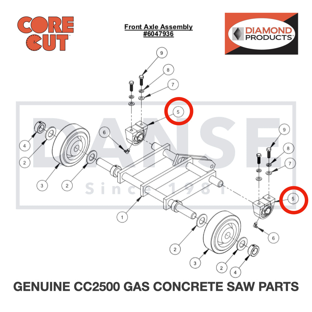 Pillow Block Bearing 1" 2500732 for CC2500 Saw by Core Cut Diamond Products
