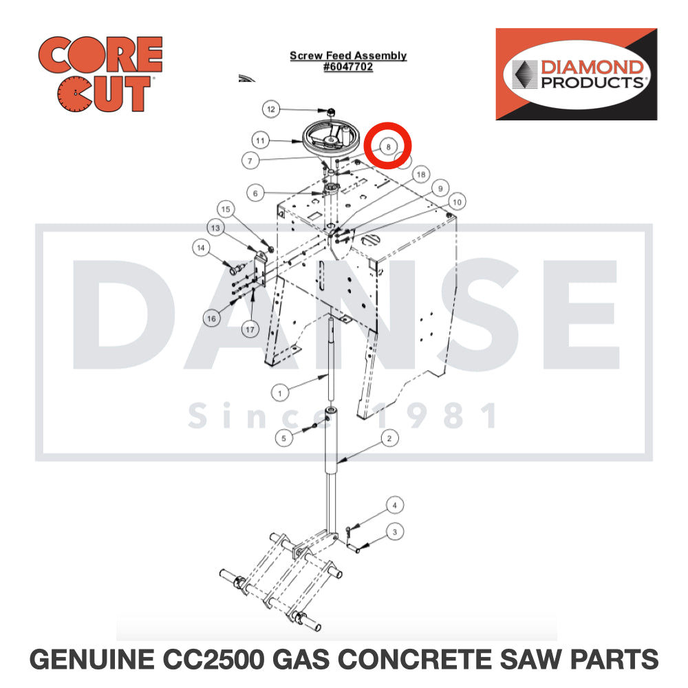 Cap Screw, Hex Hd., M6 x 25mm 2900311 for CC2500 Saw by Core Cut Diamond Products