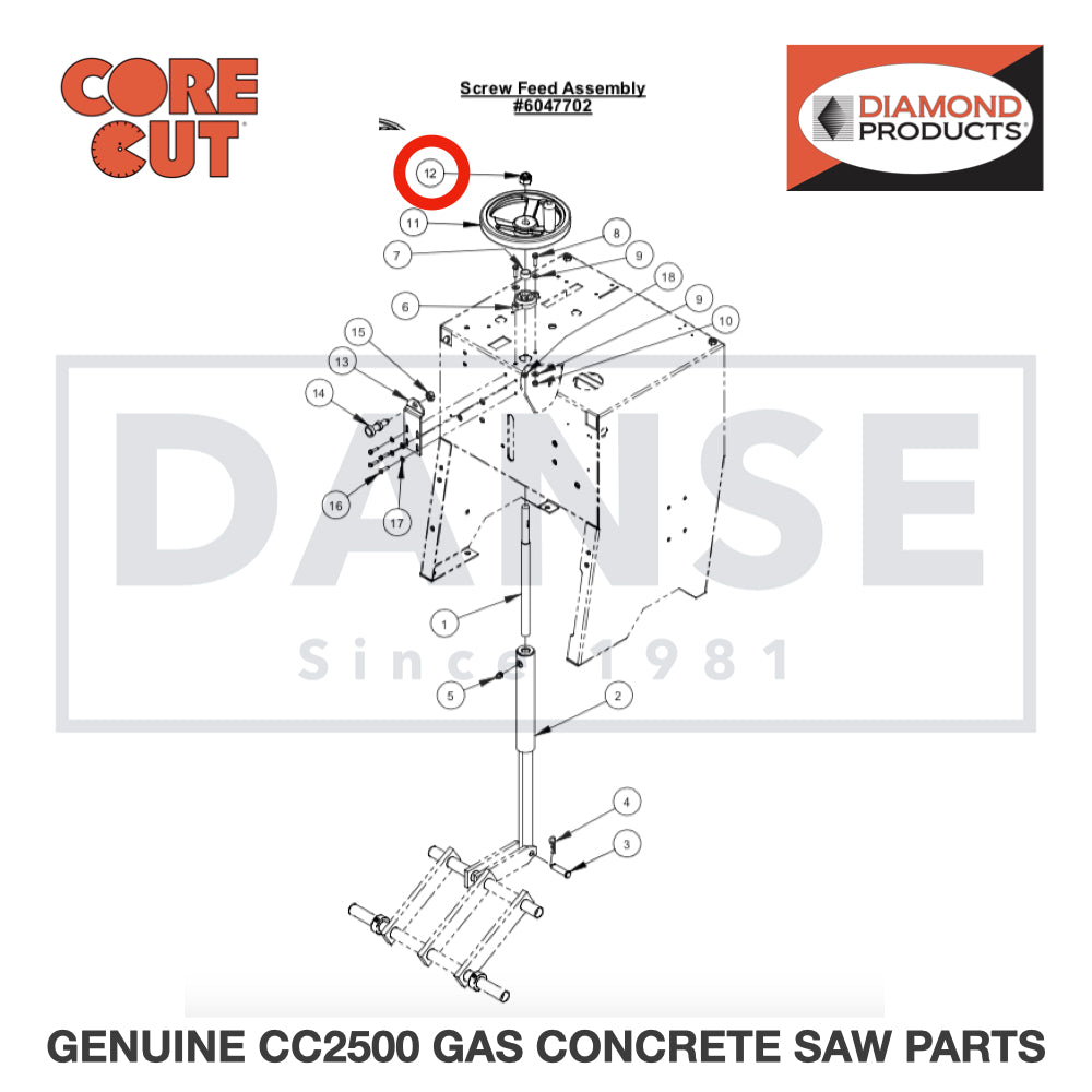 Lock Nut, 5/8-18, Flex Top 2900355 for CC2500 Saw by Core Cut Diamond Products