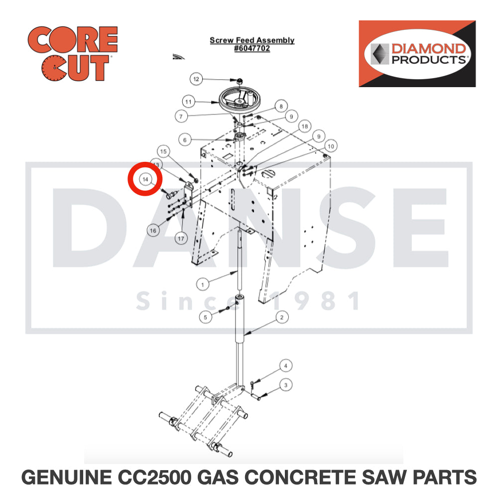 Indexing Plunger, 1/2-13 UNC 2400138 for CC2500 Saw by Core Cut Diamond Products