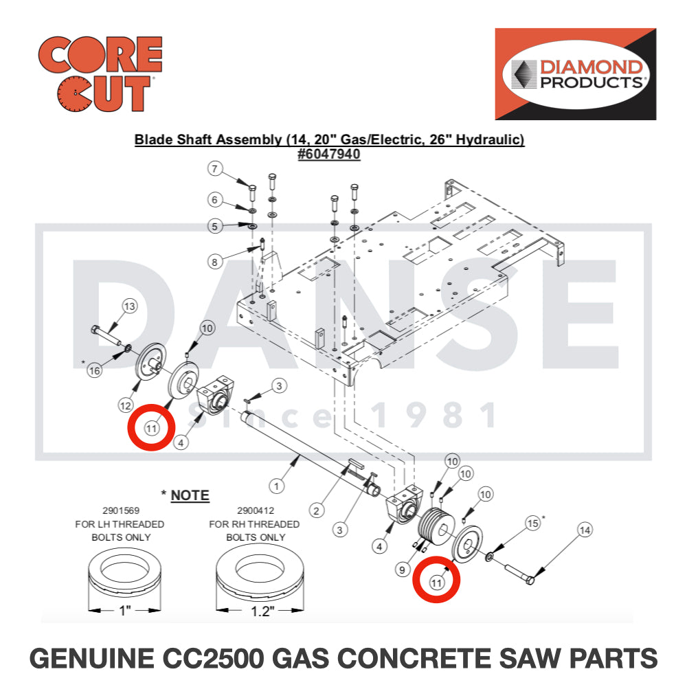 Inner Flange 5" 6047906 for CC2500 Saw by Core Cut Diamond Products