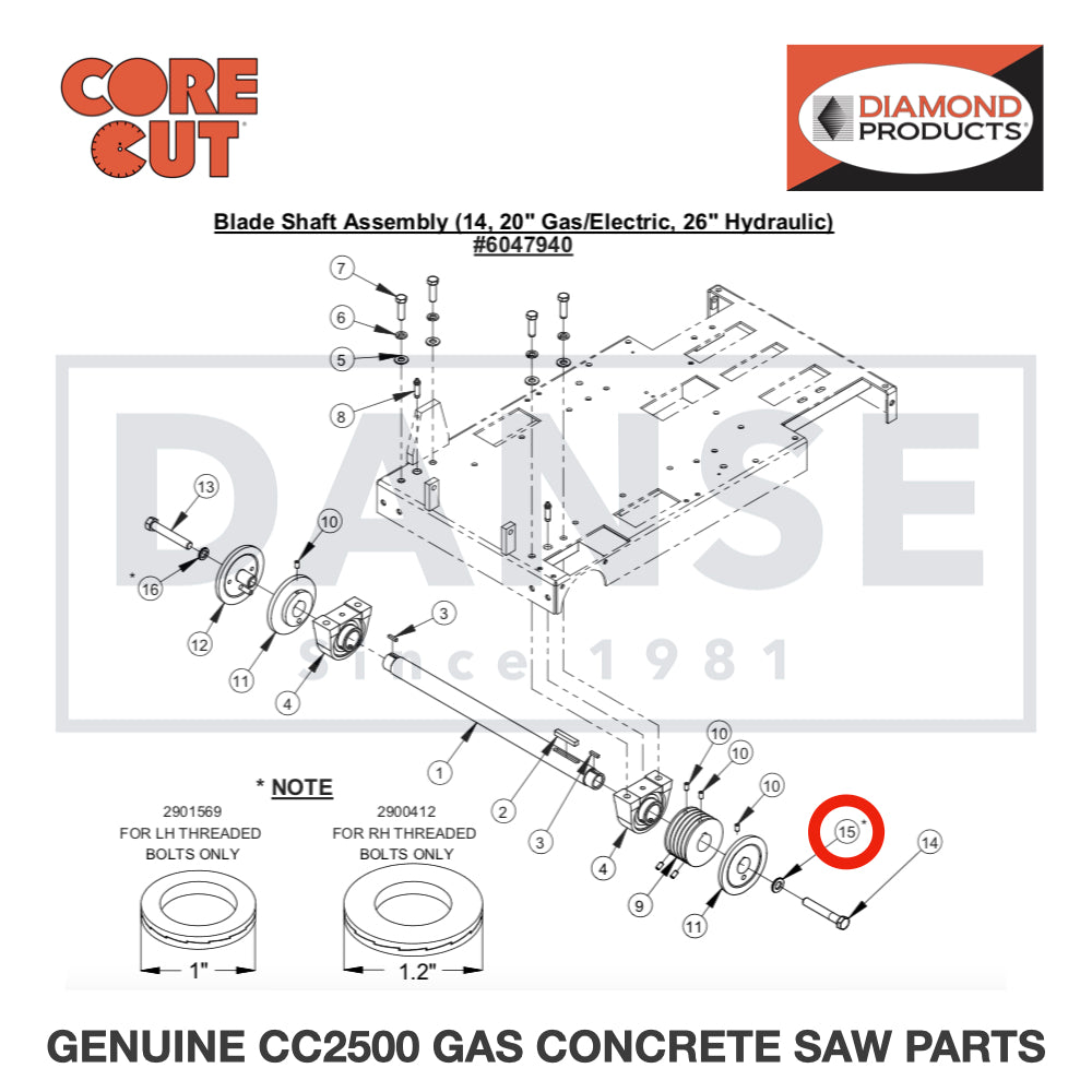 Lock Washer, Wedge 5/8" 2900412 for CC2500 Saw by Core Cut Diamond Products