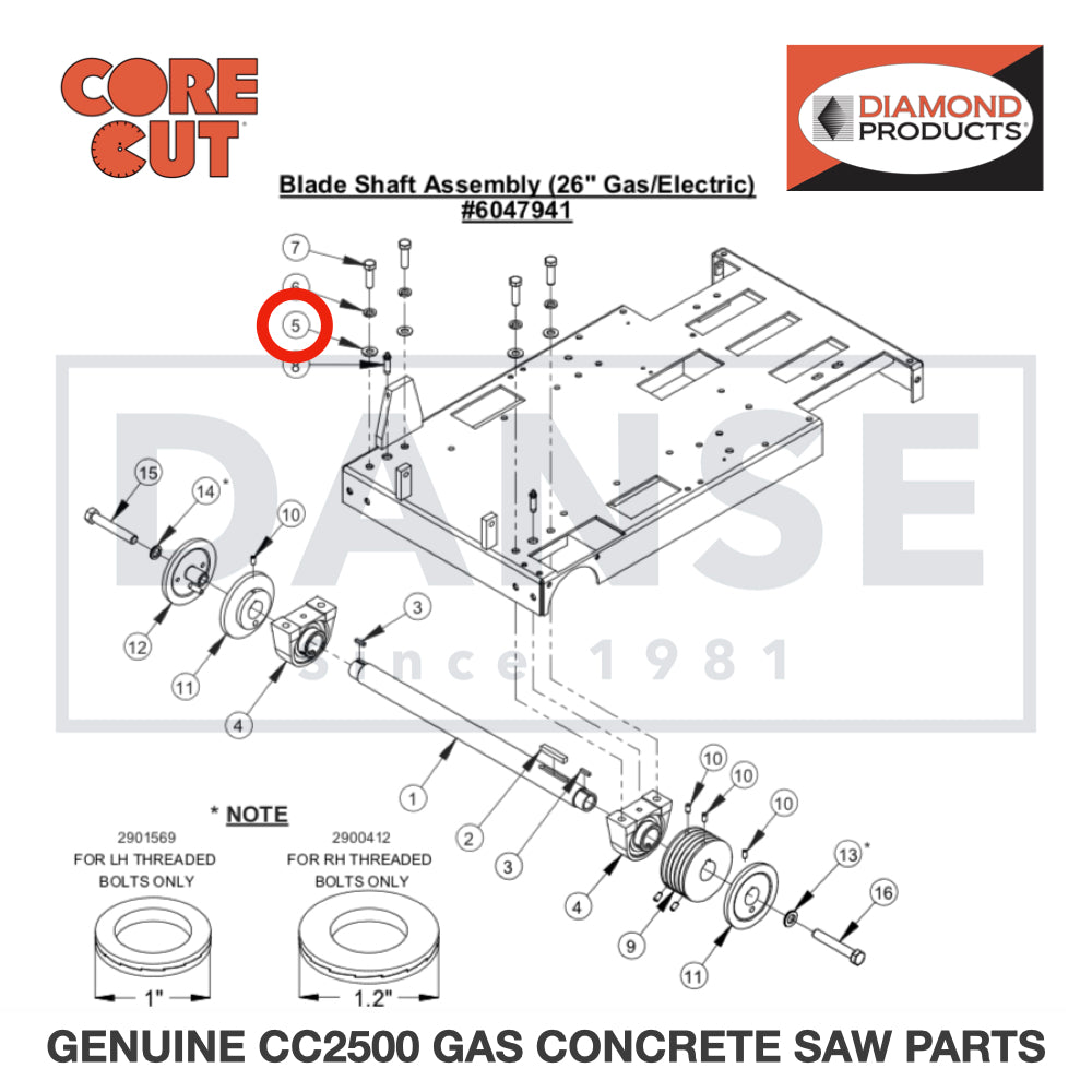 Flat Washer, 1/2" SAE 2900058 for CC2500 Saw by Core Cut Diamond Products
