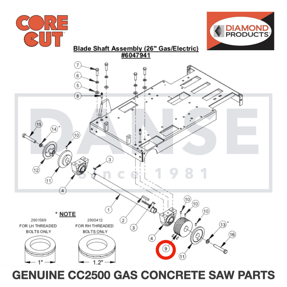 Sheave, 4.75" x 1-1/2" Bore 6047948 for CC2500 Saw by Core Cut Diamond Products
