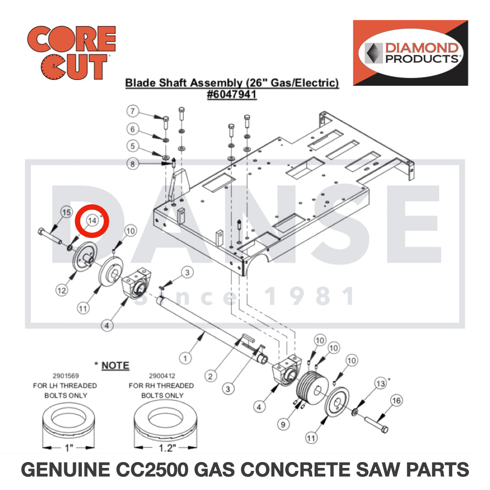 Lock Washer, Wedge 5/8" LH 2901569 for CC2500 Saw by Core Cut Diamond Products