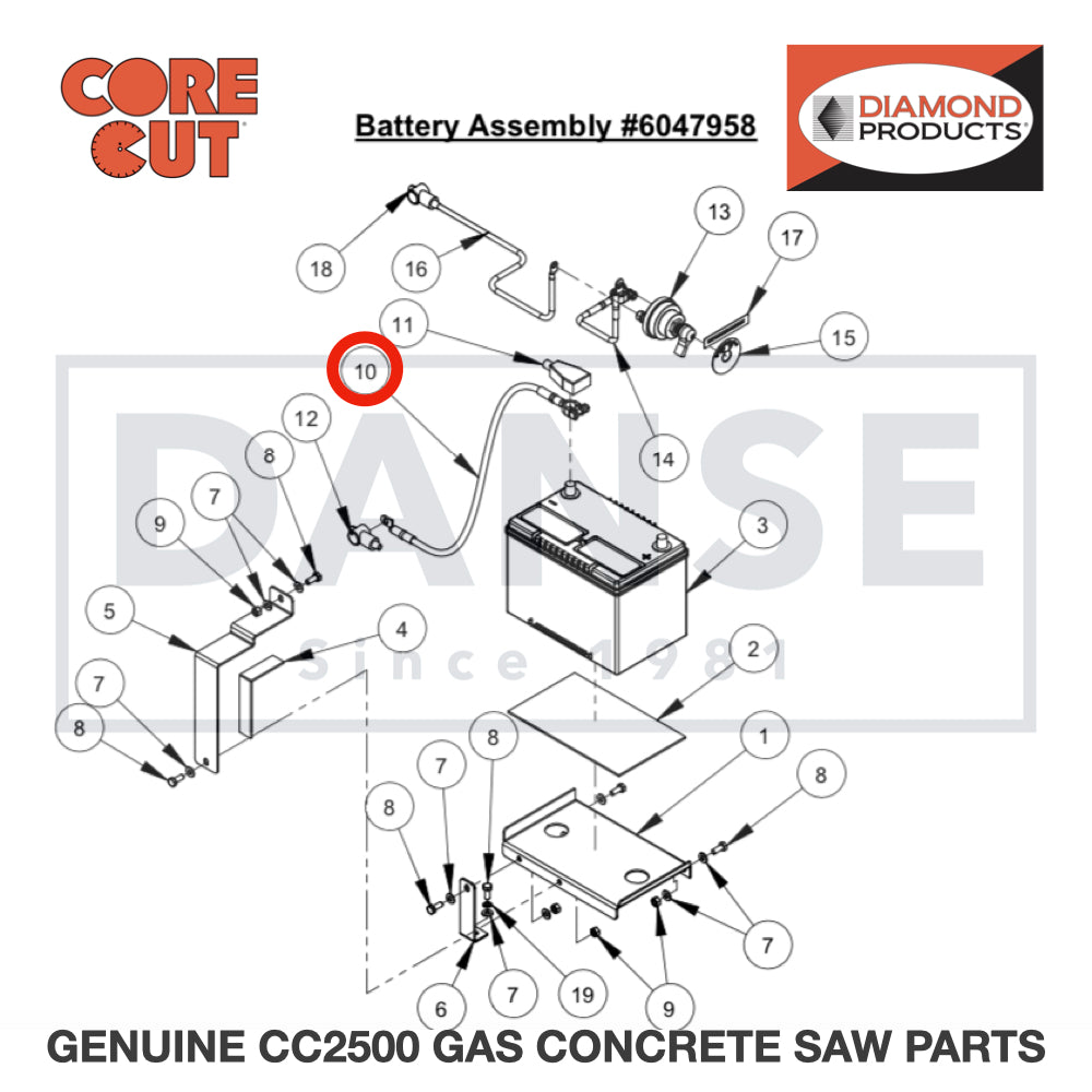 Battery Cable, 30" Negative (Black) 2800072 for CC2500 Saw by Core Cut Diamond Products