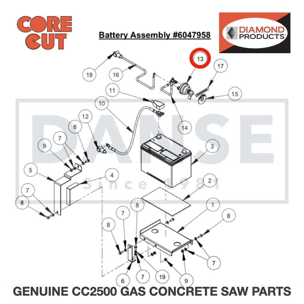 Battery Disconnect Switch 2800565 for CC2500 Saw by Core Cut Diamond Products