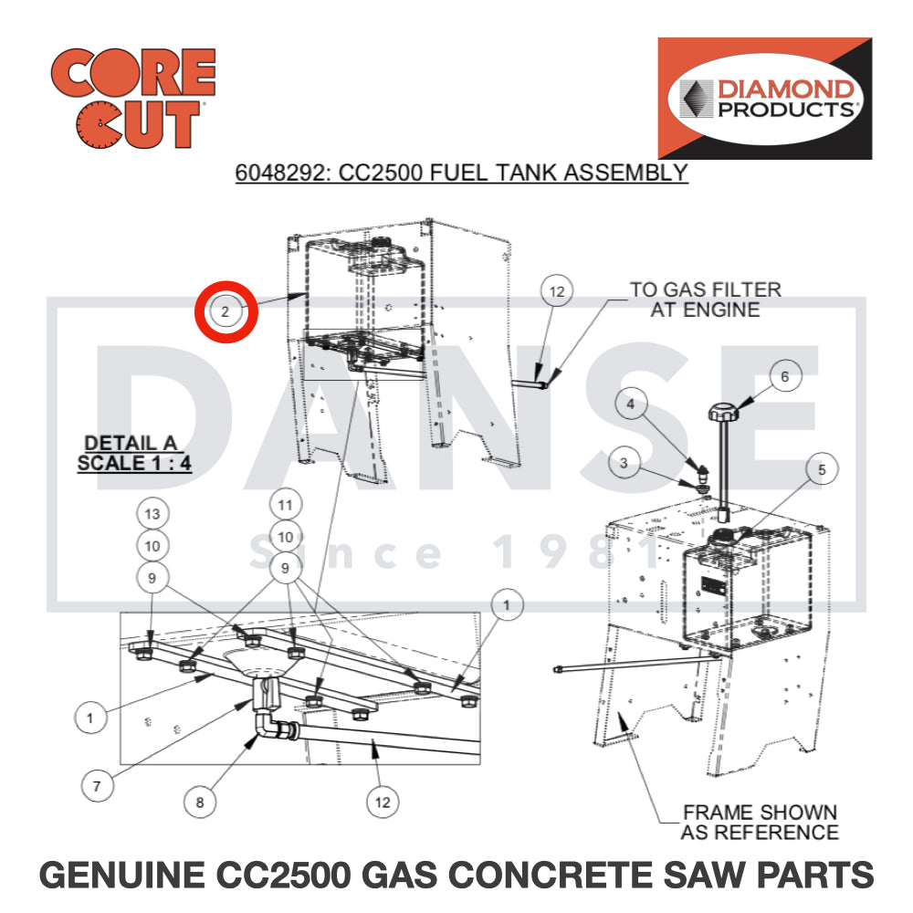 Fuel Tank, 4.4 Gallon 6010869 for CC2500 Saw by Core Cut Diamond Products