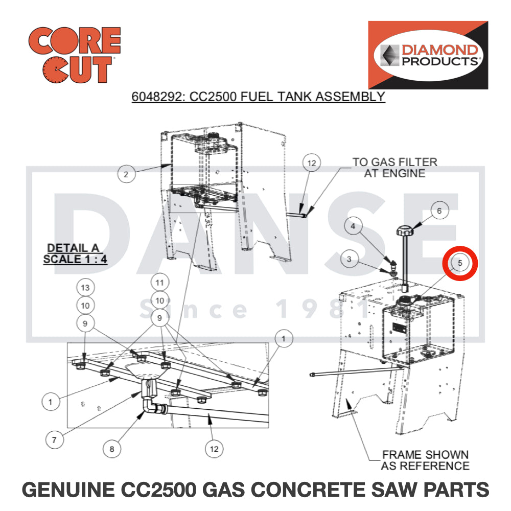 Fuel Tank Grommet 2500205 for CC2500 Saw by Core Cut Diamond Products