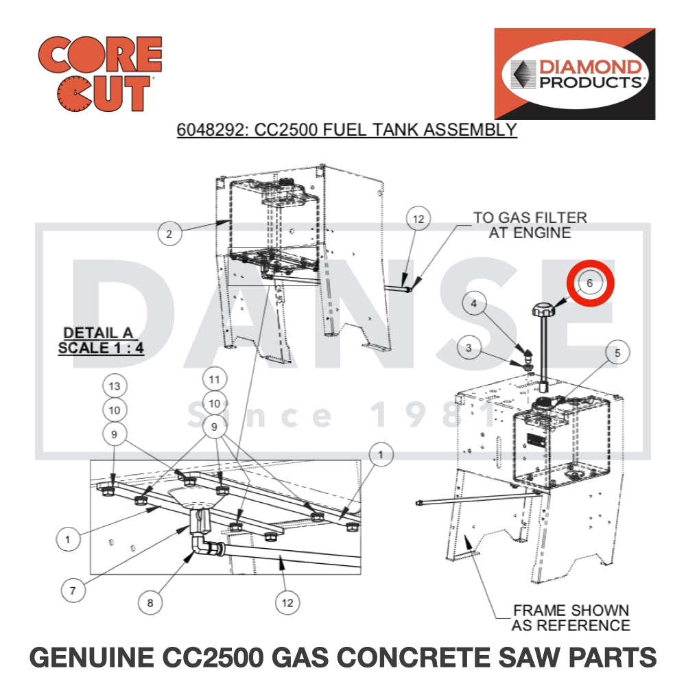 Fuel Tank Cap w/ Gauge 2503294 for CC2500 Saw by Core Cut Diamond Products