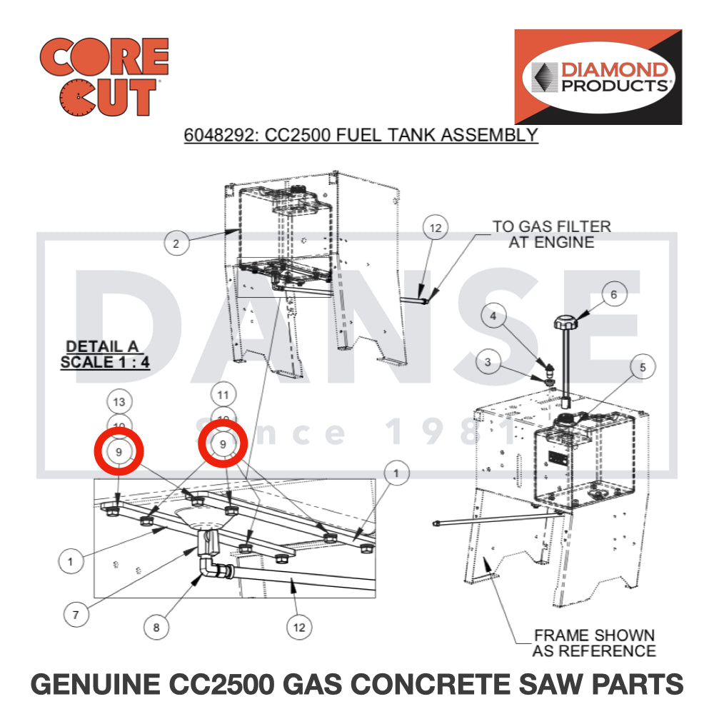Flat Washer M8 2901336 for CC2500 Saw by Core Cut Diamond Products