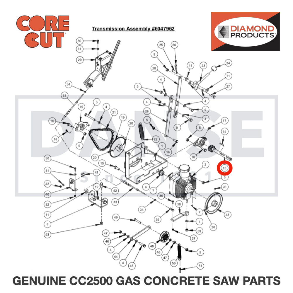 Transmission Jackshaft 15T 6010080 for CC2500 Saw by Core Cut Diamond Products