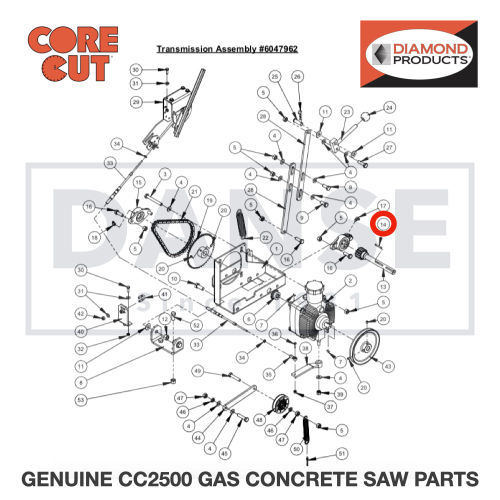 Key, 3/16" Sq. x 1-1/4" 6048229 for CC2500 Saw by Core Cut Diamond Products