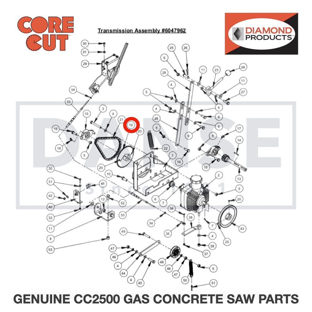 Sprocket, 48 Teeth w/ Setscrews 2500018 for CC2500 Saw by Core Cut Diamond Products