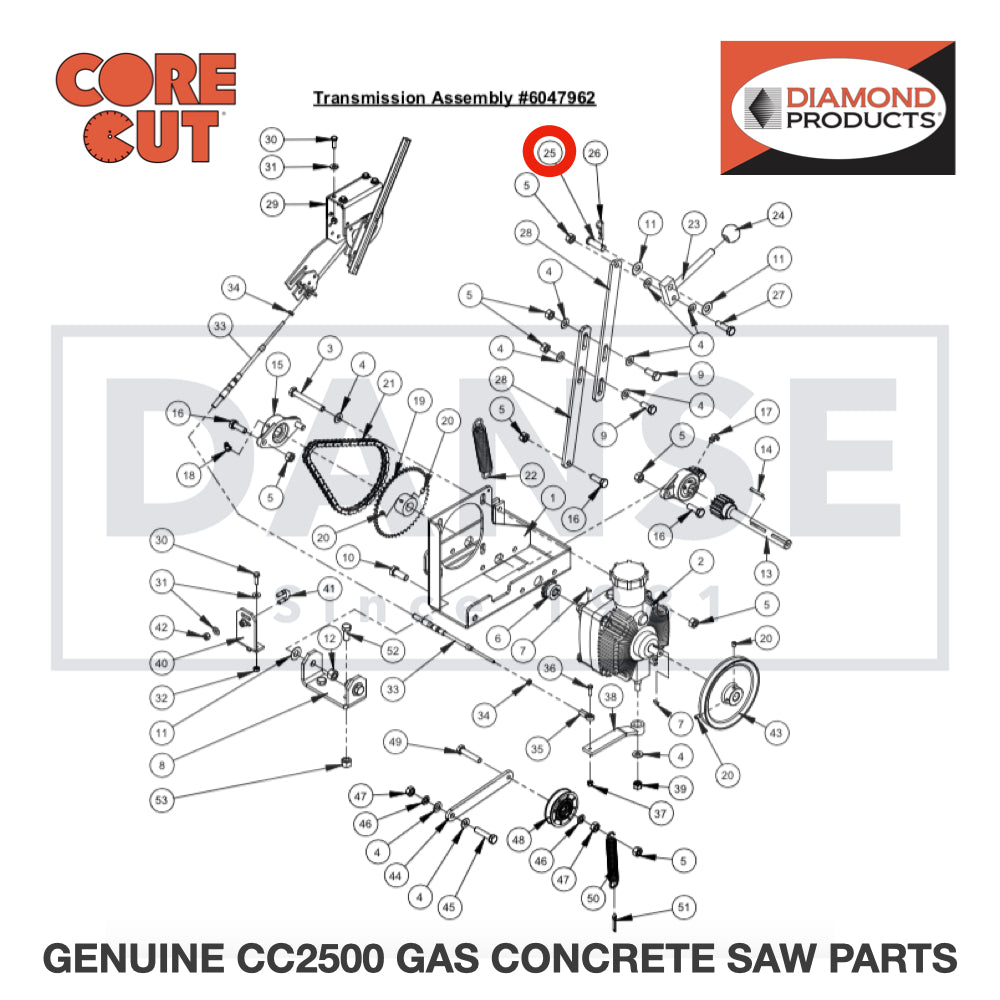 2900277 Clevis Pin 1/2" Dia. x 1-1/2" 2900277 for CC2500 Saw by Core Cut Diamond Products