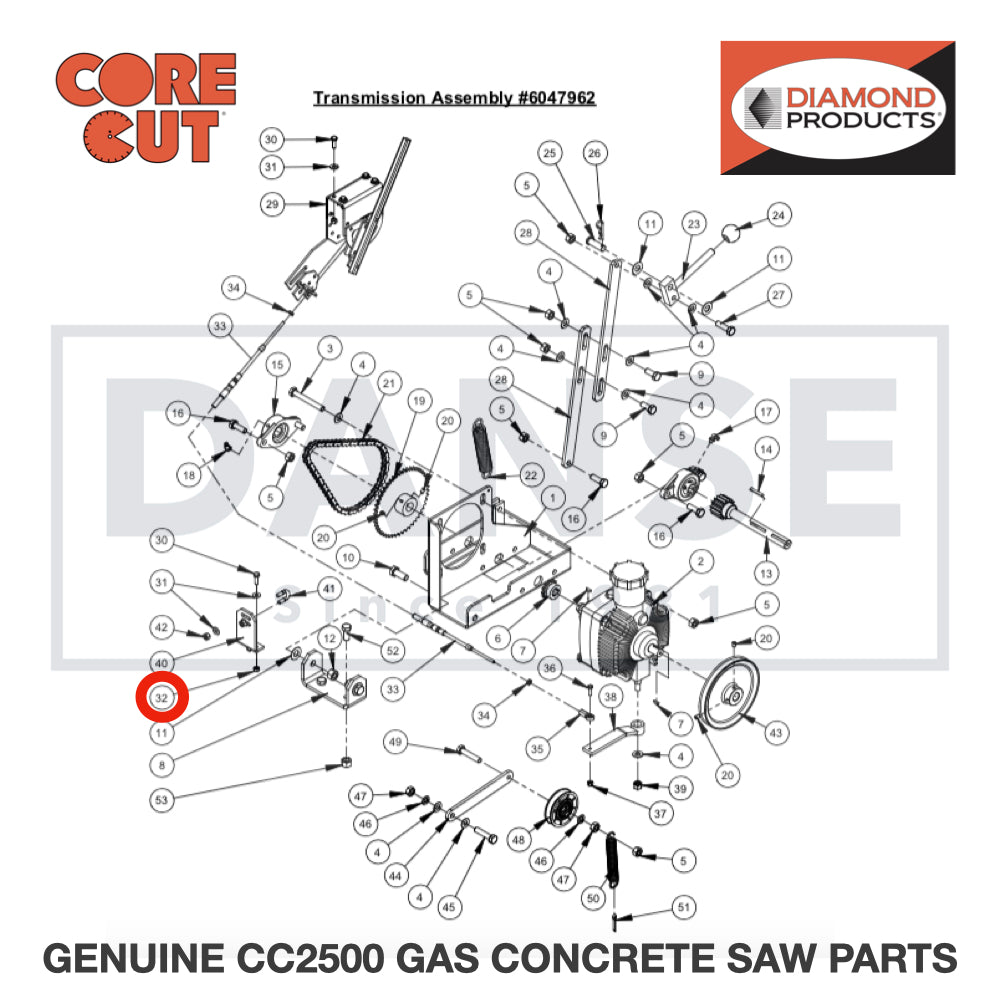 Lock Nut, M6-1.0 Nylon Insert 2900302 for CC2500 Saw by Core Cut Diamond Products