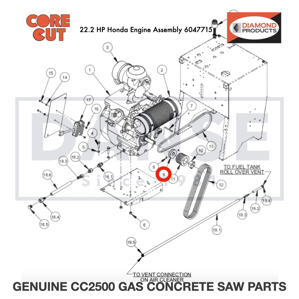 Pulley, 1-1/8" Bore 6048195 for CC2500 Saw by Core Cut Diamond Products