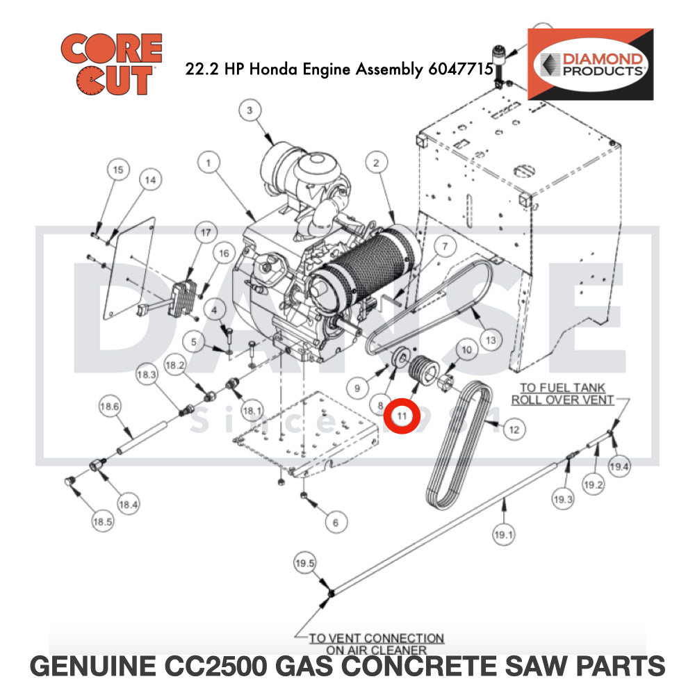 Sheave, 3.00-3V-4 Groove 2500817 for CC2500 Saw by Core Cut Diamond Products