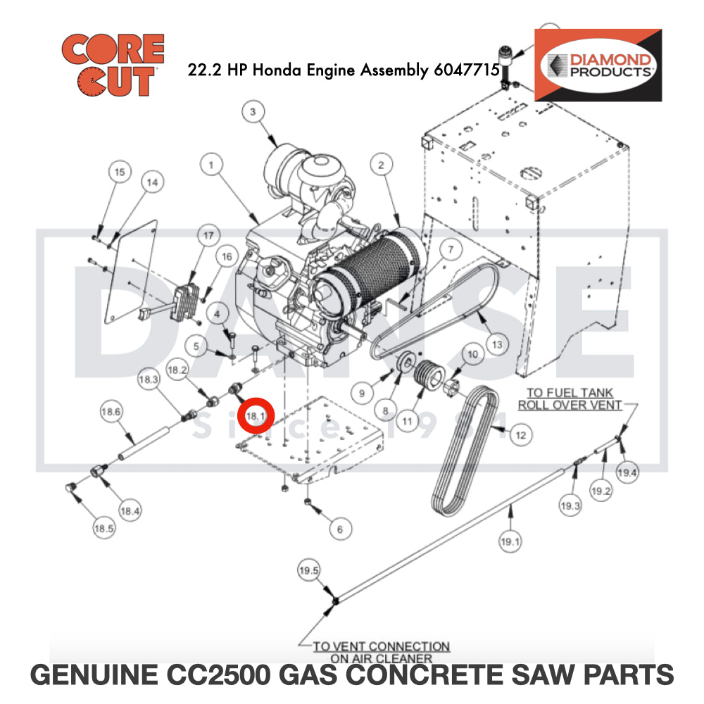 Fitting, M20 x 1.5 to 5/8" M. JIC 3200462 for CC2500 Saw by Core Cut Diamond Products