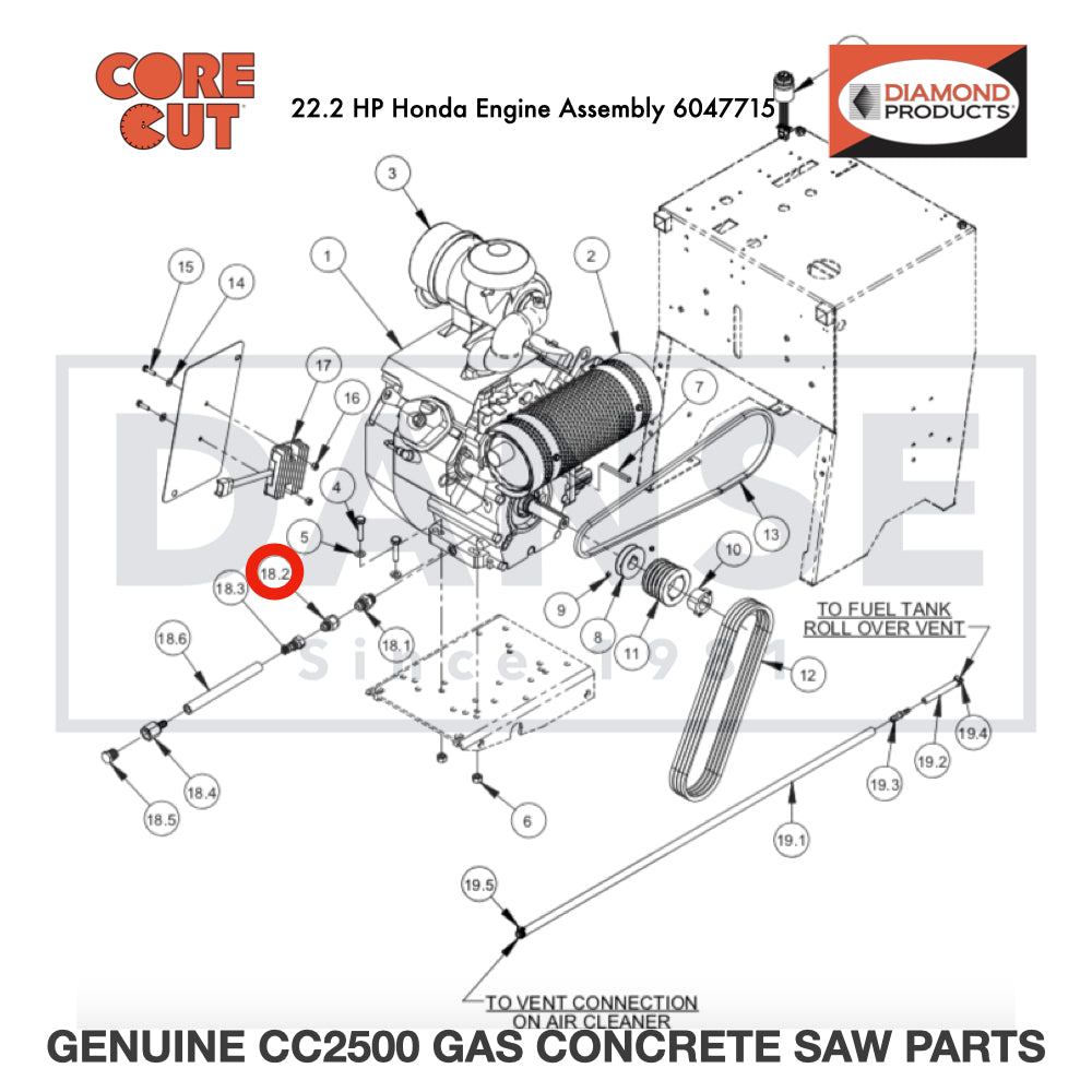 Fitting. 5/8" F. to 1/2" M. JIC 3200440 for CC2500 Saw by Core Cut Diamond Products
