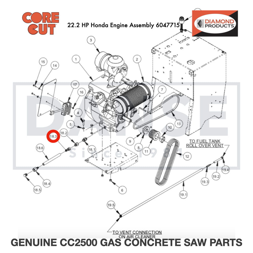Fitting, 1/2" F. JIC to 1/2" Pushlok 3200181 for CC2500 Saw by Core Cut Diamond Products