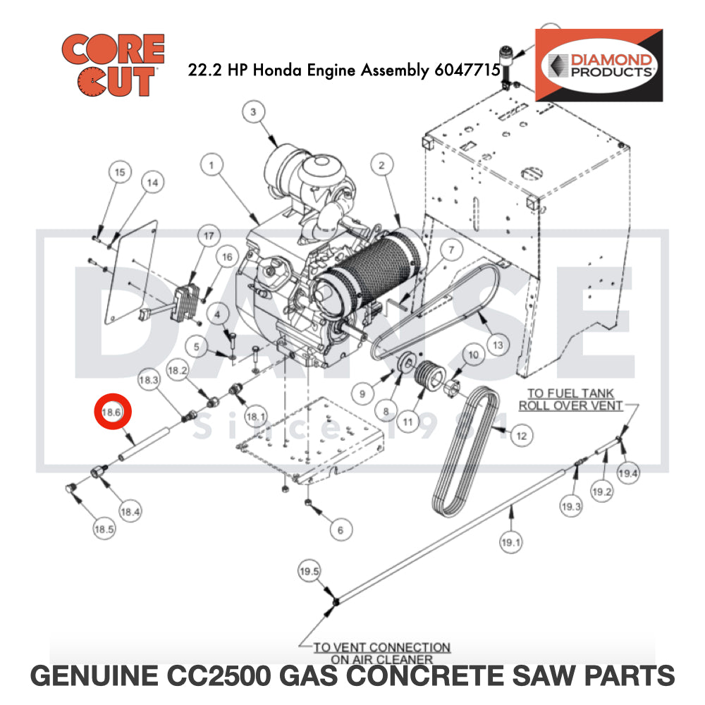 Hose, 1/2" I.D. x 8.25" 6048264 for CC2500 Saw by Core Cut Diamond Products