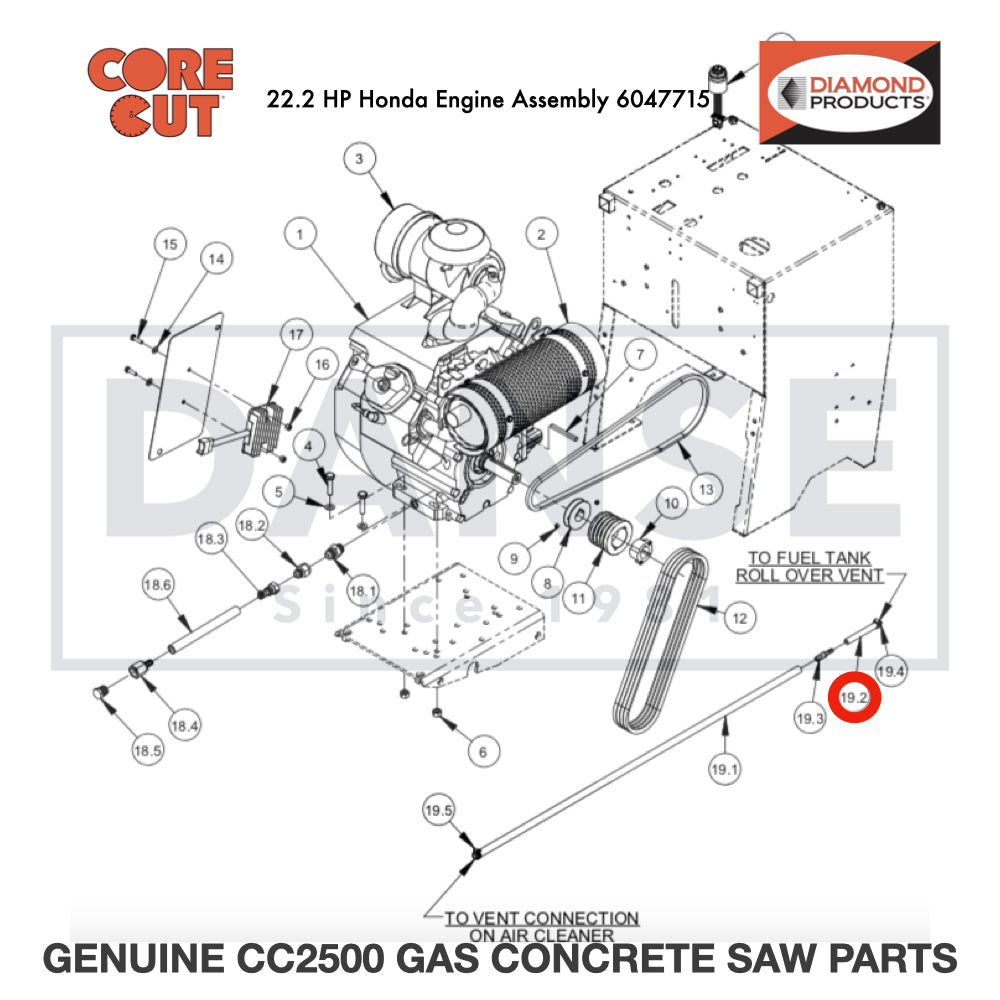 Fuel Line Hose, 1/4" I.D. x 4" 6010218 for CC2500 Saw by Core Cut Diamond Products