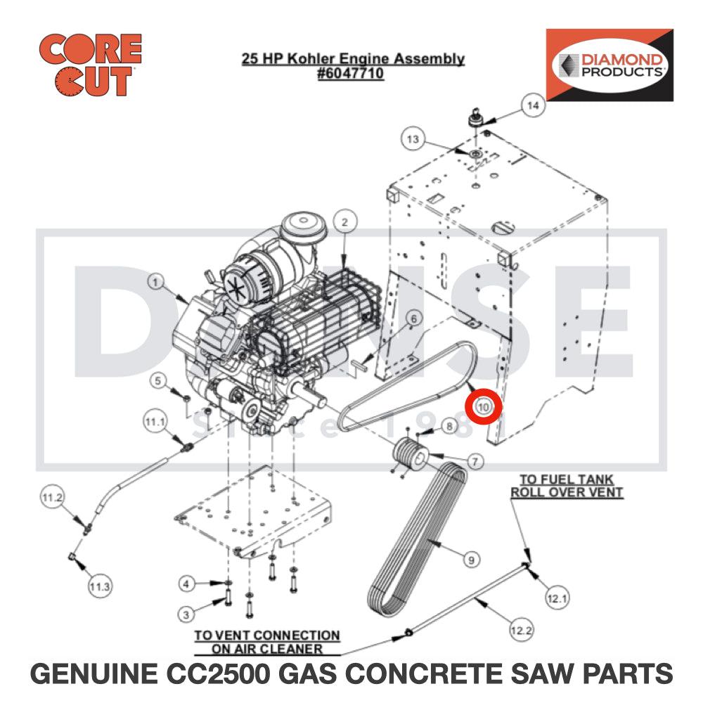 V-Belt, 4L-500 2500849 for CC2500 Saw by Core Cut Diamond Products