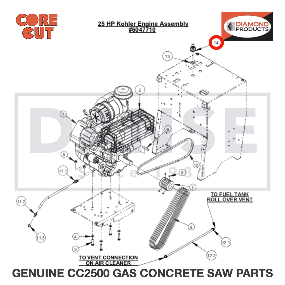Wiring Harness (Not Shown) 2700885 for CC2500 Saw by Core Cut Diamond Products