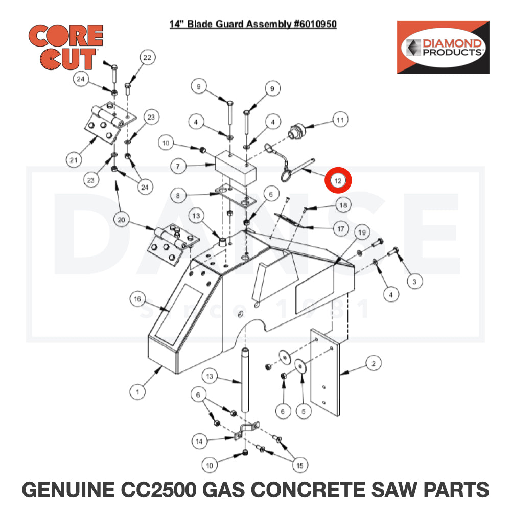 Lanyard with Lock Pin 2900278 for CC2500 Saw by Core Cut Diamond Products