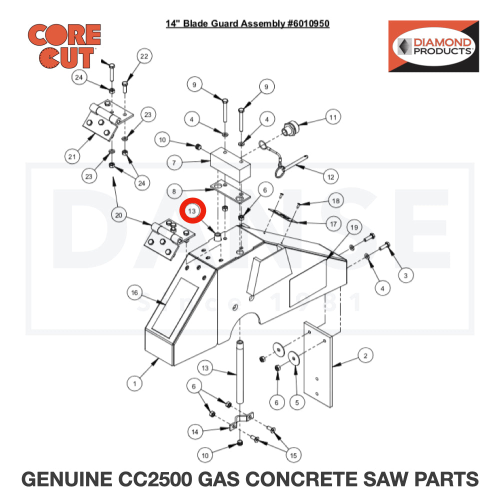 Water Tube for 14" Guard 6048283 for CC2500 Saw by Core Cut Diamond Products