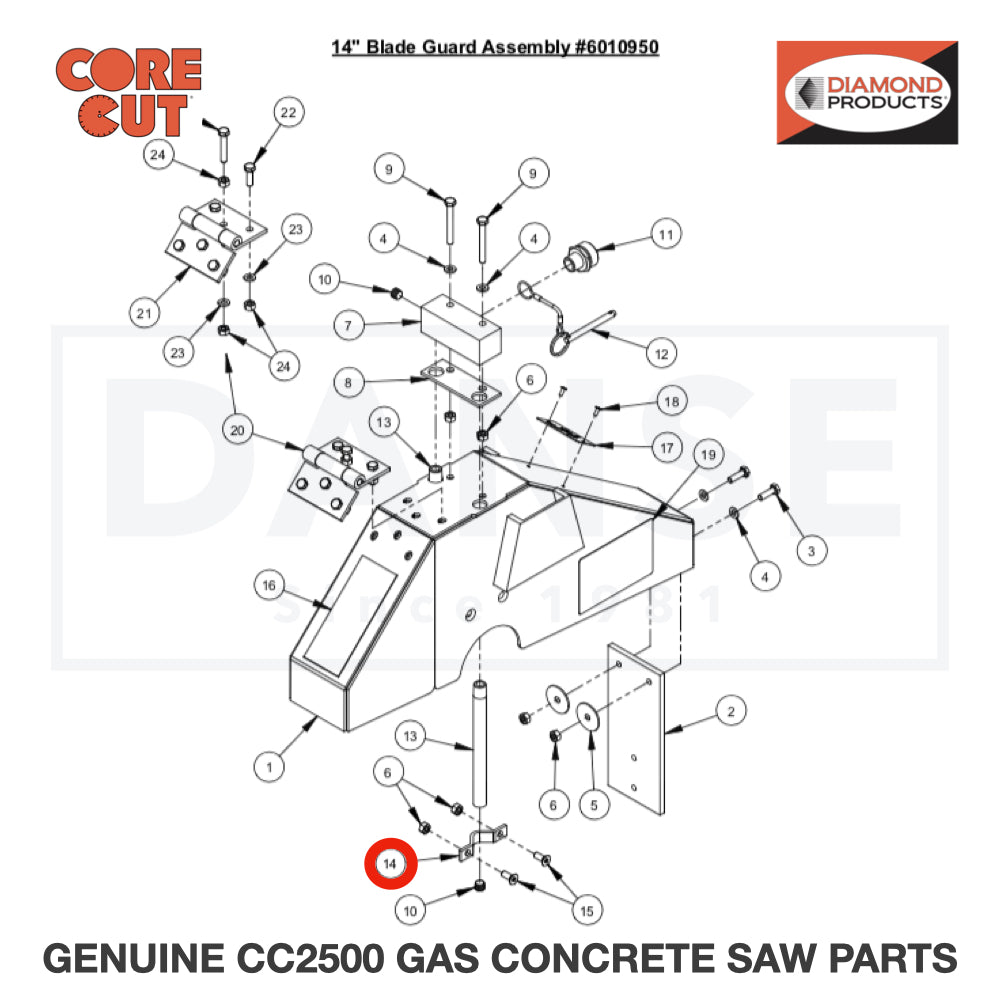 Water Tube Clamp 6048155 for CC2500 Saw by Core Cut Diamond Products